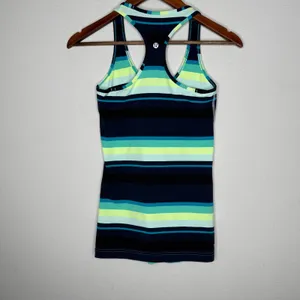 Lululemon cool racerback Navy, yellow‎ white size 4 thumbnail 5