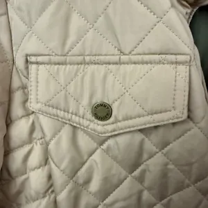 Tommy Hilfiger Womens Large Tan Quilted Utility Barn Jacket Flag Patch Coat L thumbnail 4