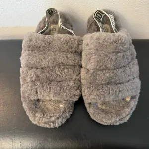 UGG Fluff Yeah Slide Grey Slip on Sandal thumbnail 4