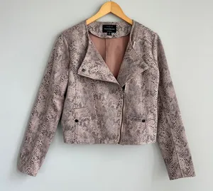 Haute Monde Faux Snakeskin Moto Jacket Boho Zip Up Lightweight Going Out Medium thumbnail 1