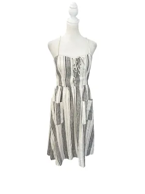 Reformation Ellen Linen Midi Dress Louisiana Stripe Size 4 thumbnail 4