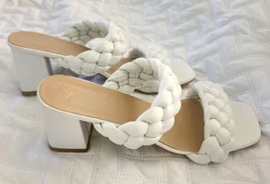 White Braided Short Heel Mule Sandals Size 6.5 thumbnail 7