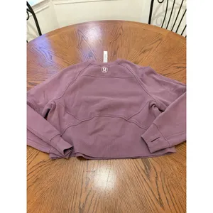Lululemon Perfectly Oversized Cropped Crew Women XS/S Purple Logo Pullover thumbnail 6