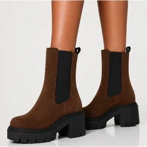 Steve Madden Wisteria Brown Suede Lug Sole Platform Chelsea Boots Size 6 NEW thumbnail 1