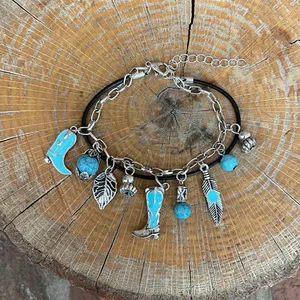 Turquoise Cowgirl Boot Charm Bracelet thumbnail 2