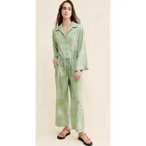 Native Youth Green Jumpsuit Hippie Distressed Patchwork Artsy Floral Celestial thumbnail 10