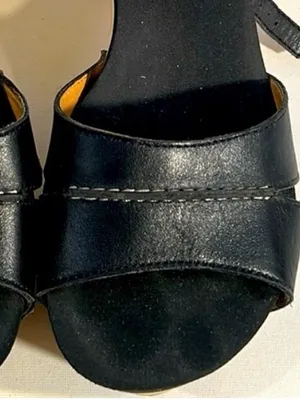 Flogg Heeled Sandals Platform Clog Sandal in Black and Natural Wood Shoes Scandi thumbnail 5