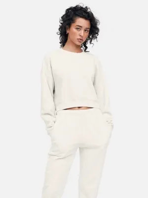 MATE the Label Organic Fleece Shrunken Crew Neck Sweatshirt Bone M streetwear thumbnail 2