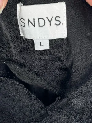 Sndys Gina Black Lace Trim Satin Maxi Dress Women’s‎ Sz L thumbnail 6