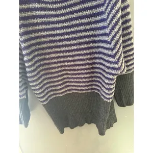 Free‎ People Womens Grey Purple Striped Lambswool Cowl Neck Batwing Sweater M thumbnail 3