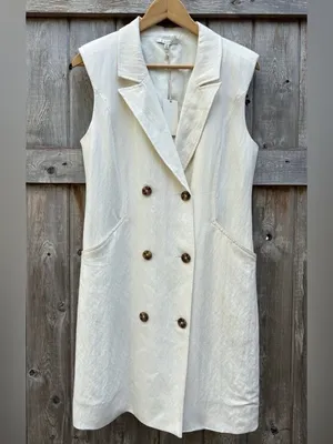 Z Supply Sleeveless Double-Breasted Cream Mini Dress thumbnail 7