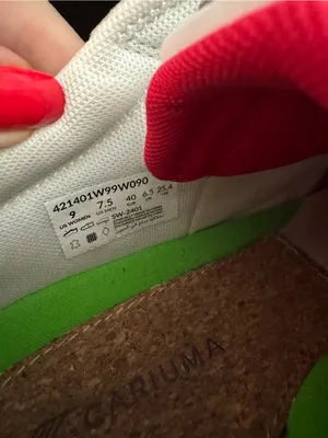 Patriotic Cariuma White Leather Sneakers with Red Logo and Navy Heel thumbnail 5