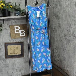 NWT Ny Collection Petites Chiffon Printed Midi Dress Bright French Blue Melon PM thumbnail 3