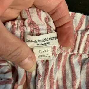 Beachlunchlounge Red White Striped Linen Blend Paperbag Waist Pants Beachy Large thumbnail 3