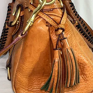 Dooney & Bourke vintage large satchel rustic in a cognac color. thumbnail 4