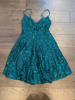 Lulu’s Sequin Spaghetti Strap Party Dress - Teal Green Size XS - C55-011 thumbnail 8