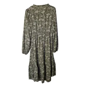 Sweet Salt Green Tiered Cottagecore Prairie Floral Long Sleeve Midi Dress Large thumbnail 2