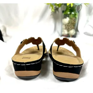 Lightweight Low Wedge Thong Sandals Black 10 thumbnail 15