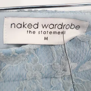Naked Wardrobe The Statement Light Blue Floral Lace Mini Skirt Womens M thumbnail 4