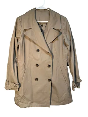 Juicy Couture Women's Size XL Double Breasted Trench Coat Beige Raincoat Lined thumbnail 1