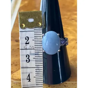 Natural Angelite Tanzanite Sterling Silver Ring Size 8.75 thumbnail 6