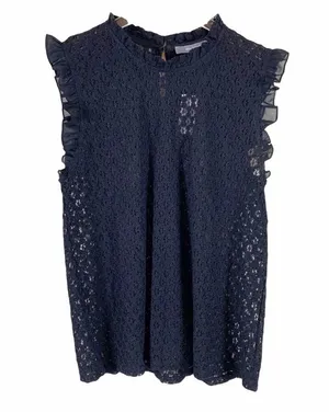 Anthropologie Blue Tassel Nancy Black Embroidered Top thumbnail 3