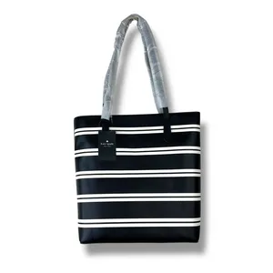 NEW Kate Spade New York Black Crisp Stripe Saffiano Daily Shoulder Tote Bag thumbnail 4