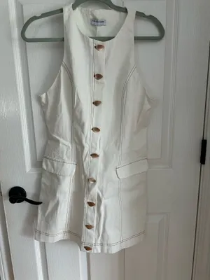 Fortunate One White mini denim dress  thumbnail 3
