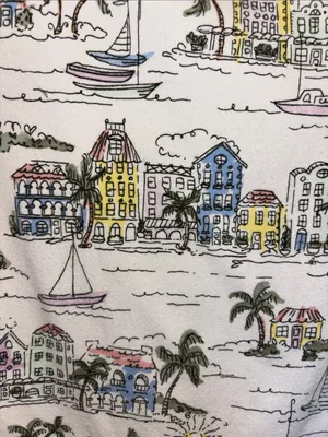 Talbots Cotton Top With Seaside Village Design Size Oversized Xl 3/4” Sleeves thumbnail 2
