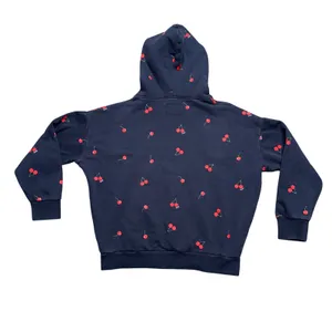 Starfit‎ Cherry Print Hoodie Womens Medium Navy Blue Excellent Fleece Sweatshirt thumbnail 4