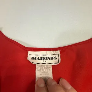 Diamond's U.S.A. Red Sleeveless Crest Embroidered Sheer Top Size Medium thumbnail 2