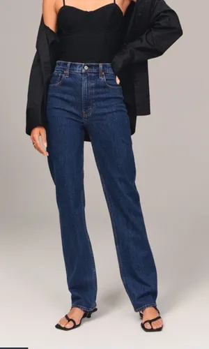 Abercrombie & Fitch Dark Blue Straight Leg Jeans thumbnail 1