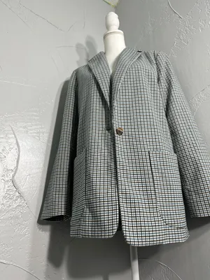 a new day Plaid Single-Button Blazer in Blue and Black. thumbnail 9