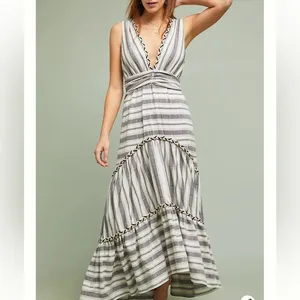 MISA Fournier Striped‎ Maxi Cotton Bohemian Dress Size Small thumbnail 2