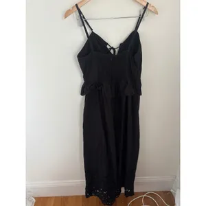 Caroline Constas Black‎ Cotton Eyelet Peplum Maxi Dress Small Smocked Back 53in thumbnail 4