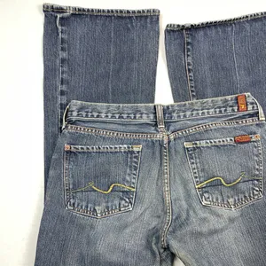 7 For All Mankind Y2K Lowrise Yellow Tan Mineral Wash Flare Jean thumbnail 5