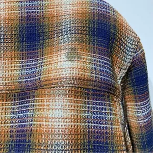 Free People Anneli Plaid Shirt Jacket Shacket Size Small Navy Tobacco thumbnail 9