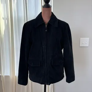 Vintage 90s Distressed Black Suede Leather Bomber Jacket Quilted Lining No Size thumbnail 3
