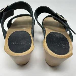 Sven Originals 2 Strap Buckle Wood Swedish Wooden Sandals Clogs Pewter 35 5 thumbnail 11