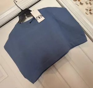 Zara Blue Cropped Crewneck Sweatshirt thumbnail 1