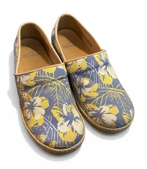 Dansko Womens Size 9 Victoria Tahitij Clogs Blue Yellow Hawaiian Floral Hibiscus thumbnail 1