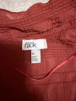 Nordstrom Rack 5/$30 🎈 medium Rust Terracotta Textured Faux-Wrap Babydoll Dress thumbnail 5