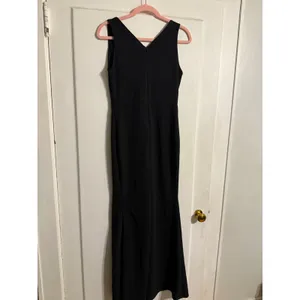 Lulus Black V-Neck Mesh Trim Sleeveless Maxi Dress with Slit‎ Womens Size M thumbnail 4