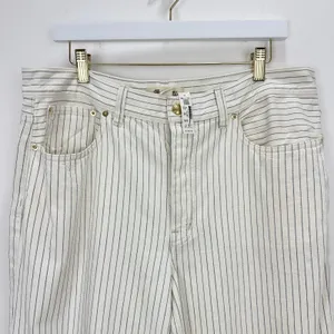 Madewell Low Slung Baggy Jeans Grey Railroad Stripe White Cream Rigid US 30 NWT thumbnail 9
