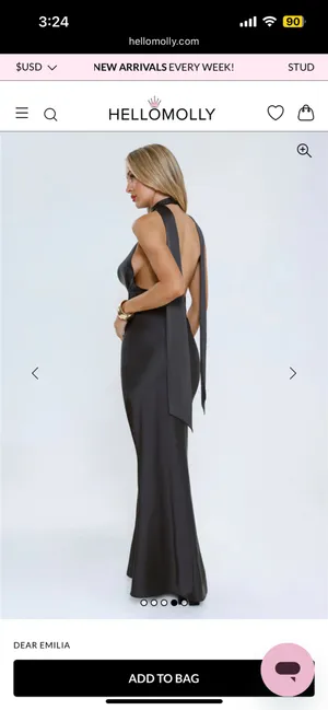 Satin Halter Maxi Dress Black thumbnail 3