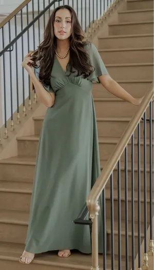 Baltic Born Esti Maxi Dress NWT Large Dark Sage‎ Green Boho Wedding Romantic thumbnail 1