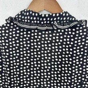 Max Studio London Women's XS Black White Polka Dot Midi‎ Dress Ruffle Trim NWT thumbnail 10