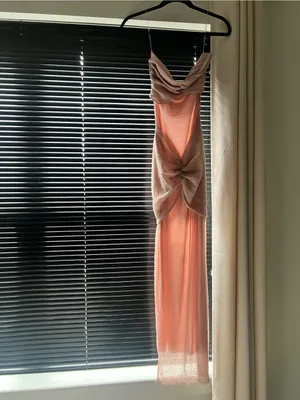Strapless Dusty Pink Maxi Dress with Twist Front thumbnail 4