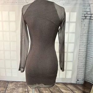 Motel Rocks 🔥5/$25 sale🔥 Brown and Neutral Plaid Pattern with Cutouts and Sheer Sleeve thumbnail 7