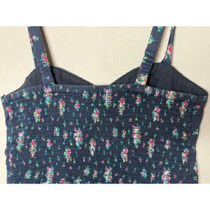 American Eagle Floral Smocked Bust Mini Dress Navy Pink Cottagecore M thumbnail 8
